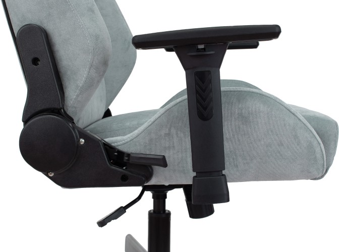 Кресло игровое Knight N1 Fabric серо-голубой Light-28 с подголов. крестов. металл