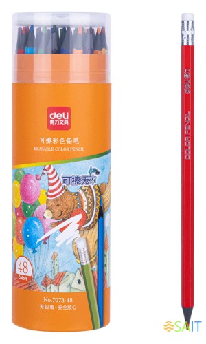 Карандаш цв. Deli 7073-48 пластик ассорти 48цв. туба пл. ластик