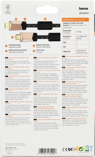 Кабель аудио-видео Hama Premium HDMI (m)/HDMI (m) 1.5м. феррит.кольца позолоч.конт. черный 5зв (00205025)