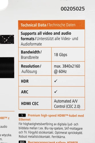 Кабель аудио-видео Hama Premium HDMI (m)/HDMI (m) 1.5м. феррит.кольца позолоч.конт. черный 5зв (00205025)