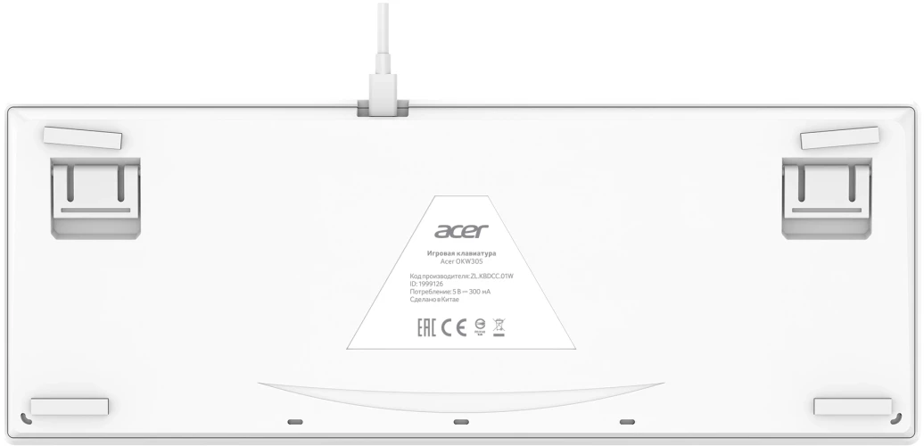 Клавиатура Acer OKW305 механическая белый USB for gamer LED (ZL.KBDCC.01W)