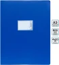 Папка на 4-х кольцах Бюрократ -0827VA3BLU A3 верт. пластик 0.8мм кор.27мм синий