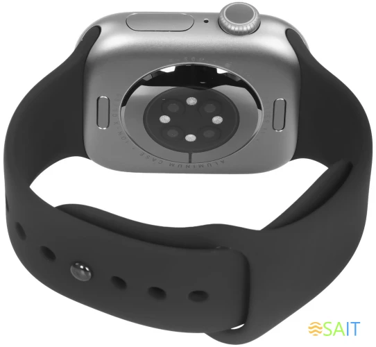 Смарт-часы Apple Watch Series 11 A3333 46мм OLED корп.серый космос Sport Band рем.черный разм.брасл.:S/M (MEV04LW/A)