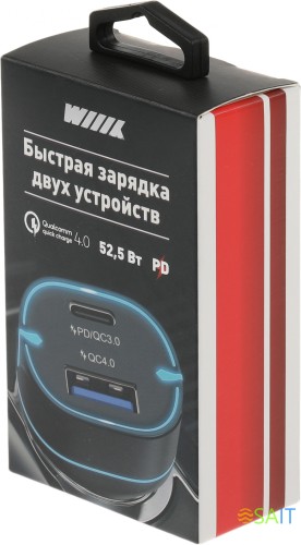 Автомобильное зар./устр. Wiiix UCC-7-2-08 3A+2A (PD+QC) USB-C/USB-A универсальное черный