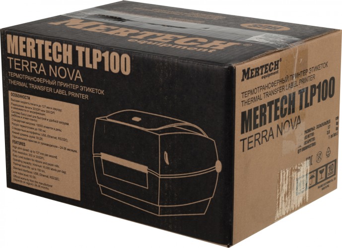 Термопринтер Mertech TLP100 Terra Nova (4588) 203dpi 127мм/с/USB/RS232/Eth для печ.накл. черный