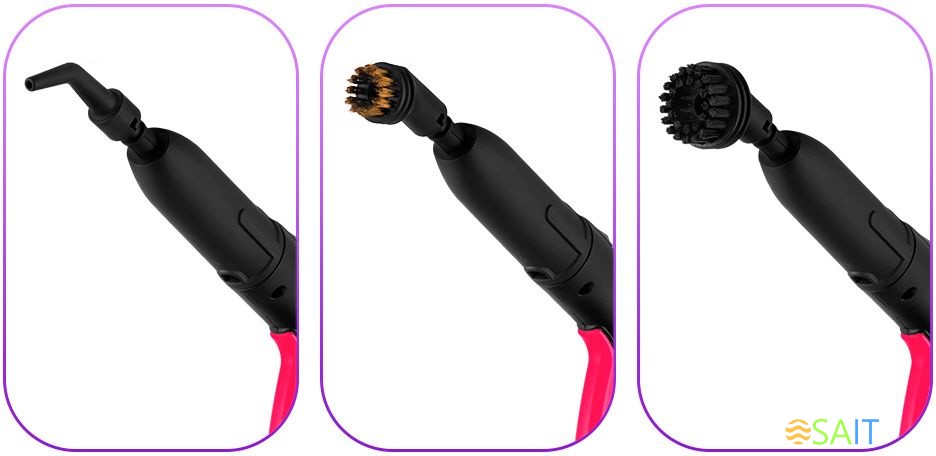 Пароочиститель напольный Kitfort КТ-9137-1 1800Вт черный/малиновый