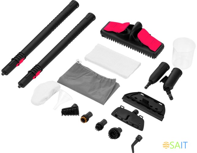 Пароочиститель напольный Kitfort КТ-9137-1 1800Вт черный/малиновый