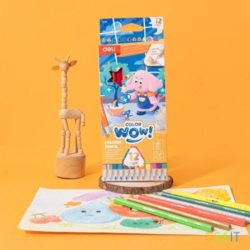 Карандаши цв. Deli EC140 Colorwow 3мм трехгран. 12цв. карт.кор. (12шт) 12 карандашей (1 золотой, 1 серебристый, 5 неоновых, 5 металлик)