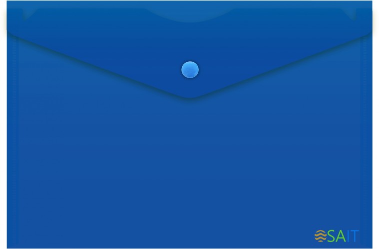 Конверт на кнопке Бюрократ -PK804A5NBLU A5 непрозрачный пластик 0.18мм синий