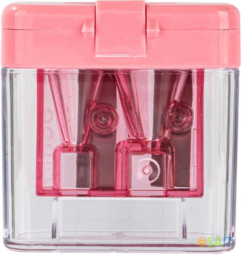 Точилка для карандашей ручная Deli E0576 Cubic 2 отверстия пластик ассорти дисплей