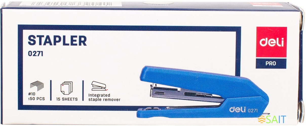 Степлер Deli E0271 Essential N10 (15листов) ассорти 50скоб закрытый коробка