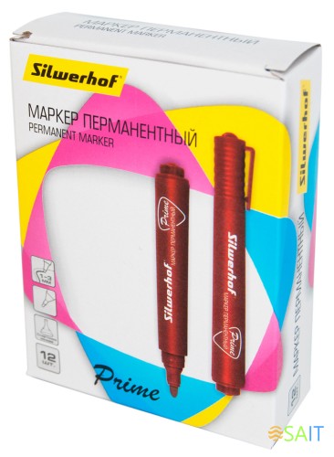 Маркер перманентный Silwerhof Prime пулевидный пиш. наконечник 1-3мм красный коробка