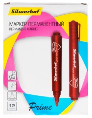 Маркер перманентный Silwerhof Prime пулевидный пиш. наконечник 1-3мм красный коробка