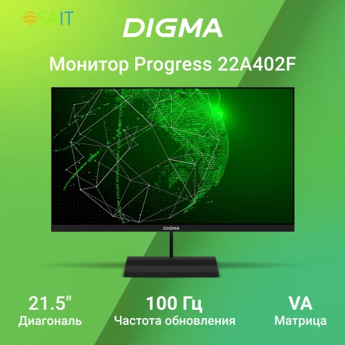 Монитор Digma 21.5" Progress 22A402F черный VA LED 5ms 16:9 HDMI M/M матовая 250cd 16гр/178гр 1920x1080 100Hz G-Sync DP FHD 2.2кг