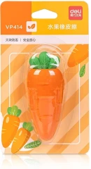 Ластик Deli VP414car VP414ORANGE морковь 54x23x16мм оранжевый блистер с европодвесом