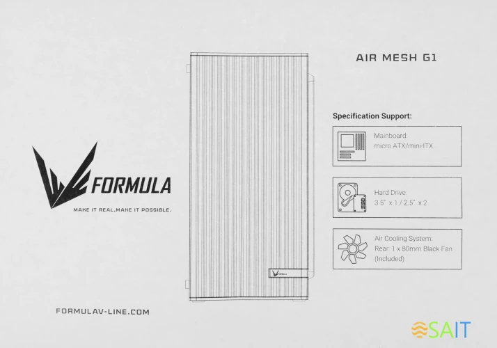 Корпус Formula Air Mesh G1 черный без БП mATX 1x80mm 2xUSB2.0 audio