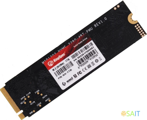 Накопитель SSD Kingspec PCIe 3.0 x4 1TB NX-1TB M.2 2280 0.9 DWPD