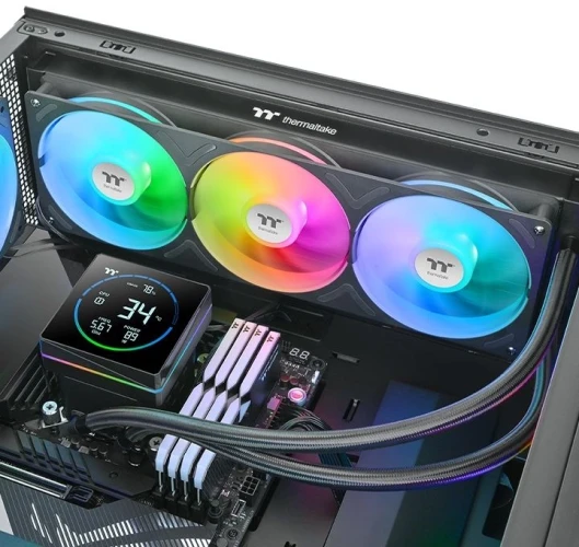 Система водяного охлаждения Thermaltake TH360-S V3 ARGB Soc-AM5/AM4/1200/1700/1851 черный 4-pin 37.8dB Al LCD 365W Ret (CL-W470-PL12SW-A)