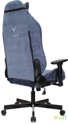 Кресло игровое Knight N1 Fabric синий Light-27 с подголов. крестов. металл