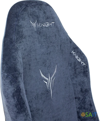 Кресло игровое Knight N1 Fabric синий Light-27 с подголов. крестов. металл