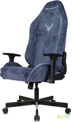 Кресло игровое Knight N1 Fabric синий Light-27 с подголов. крестов. металл