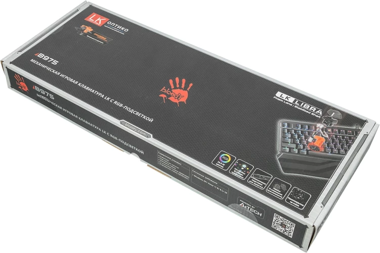 Клавиатура A4Tech Bloody B975 механическая черный USB Multimedia for gamer LED (подставка для запястий) (B975)