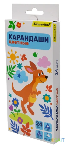 Карандаши цв. Silwerhof Веселые друзья 2.65мм трехгран. дерево ассорти 24цв. коробка/европод.