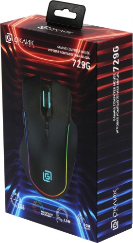 Мышь Оклик 729G LABYRINTH черный оптическая 6400dpi USB для ноутбука 7but (1465496)