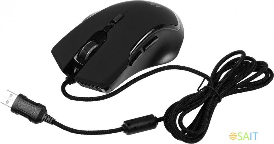 Мышь Оклик 729G LABYRINTH черный оптическая 6400dpi USB для ноутбука 7but (1465496)