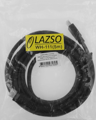 Кабель аудио-видео Lazco WH-111 HDMI (m)/HDMI (m) 5м. позолоч.конт. черный (9783)