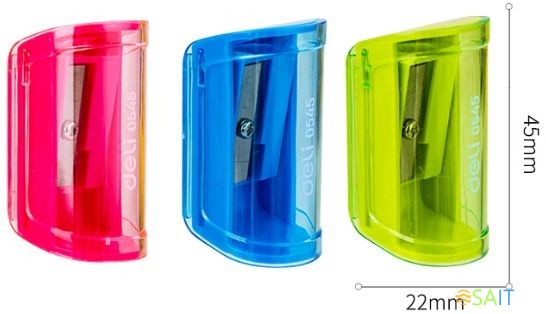 Точилка для карандашей ручная Deli E0545 Neon 1 отверстие пластик ассорти туба