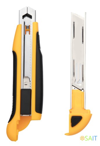 Нож канцелярский Deli E2091 шир.лез.18мм выдвижное лезвие фиксатор усиленный сталь желтый блистер