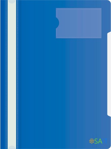 Папка-скоросшиватель Бюрократ -PS-V20BLU A4 прозрач.верх.лист карм.для визит. пластик синий 0.12/0.16