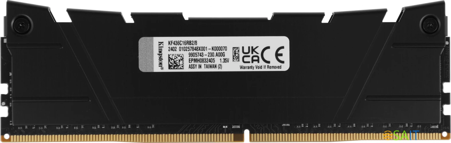 Память DDR4 8GB 3600MHz Kingston KF436C16RB2/8 Fury Renegade Black RTL Gaming PC4-28800 CL16 DIMM 288-pin 1.35В dual rank с радиатором Ret