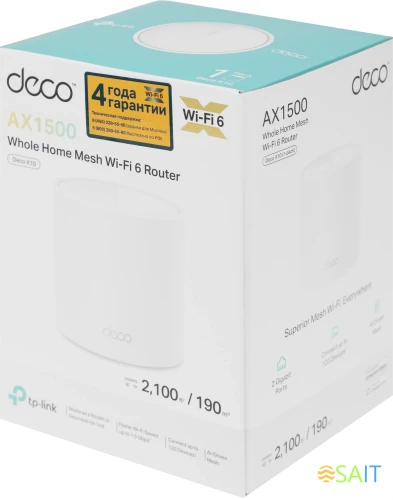 Бесшовный Mesh роутер TP-Link Deco X10 (DECO X10(1-PACK)) AX1500 10/100/1000BASE-TX белый