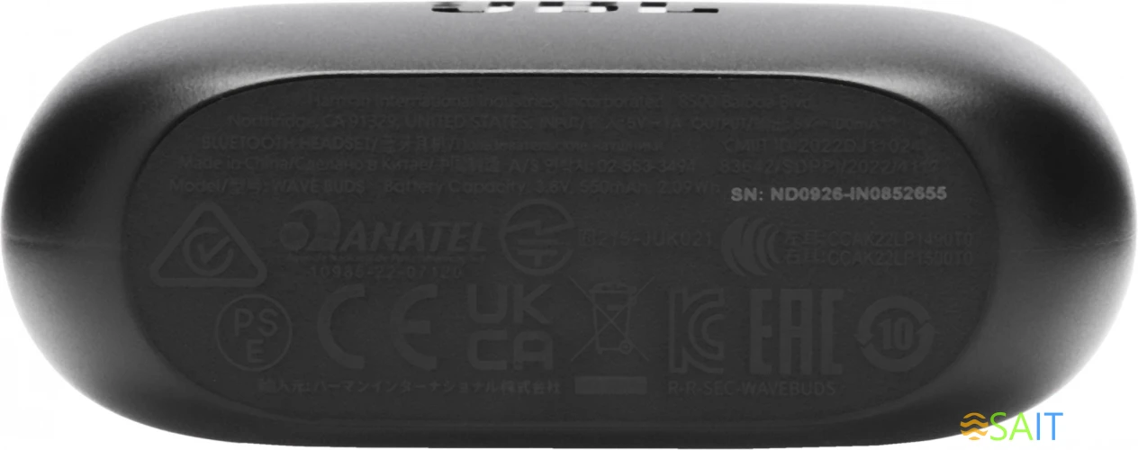 Гарнитура внутриканальные JBL Wave Buds черный беспроводные bluetooth в ушной раковине (JBLWBUDSBLK)