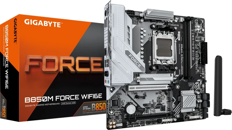 Материнская плата Gigabyte B850M FORCE WF6E SocketAM5 AMD B850 2xDDR5 mATX AC`97 8ch(7.1) 2.5Gg RAID+HDMI+DP