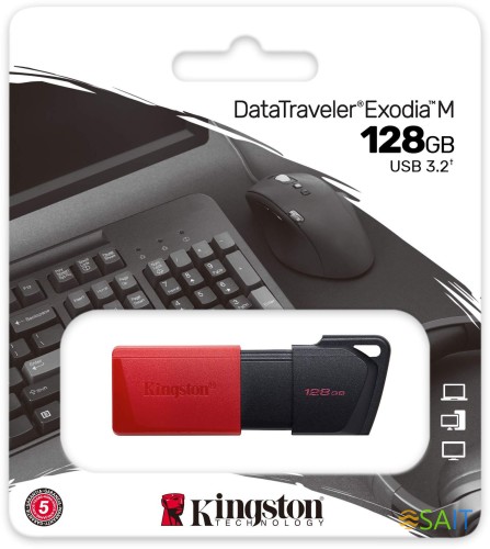 Флеш Диск Kingston 128Gb DataTraveler Exodia M DTXM/128GB USB3.0 черный/черный