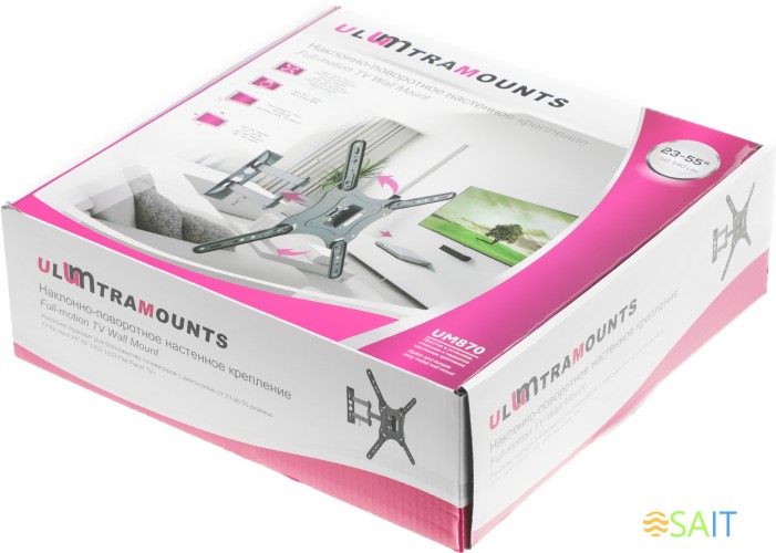 Кронштейн для телевизора Ultramounts UM870 черный 23"-55" макс.30кг настенный поворот и наклон