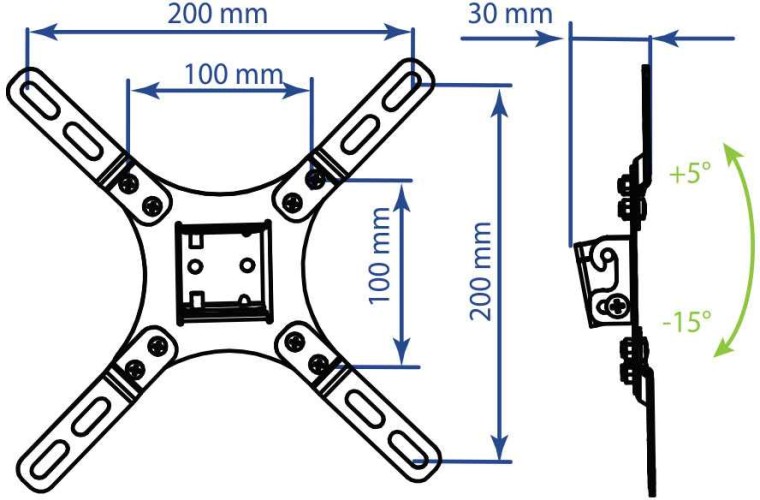 Кронштейн для телевизора Kromax VEGA-8 черный 15"-42" макс.15кг настенный наклон