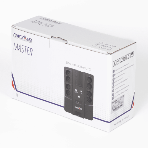 ИБП МАСТЕР 800, 800/480 ВА/Вт, LED, USB, RJ11/RJ45, SCHUKOx8 Импульс MT80103