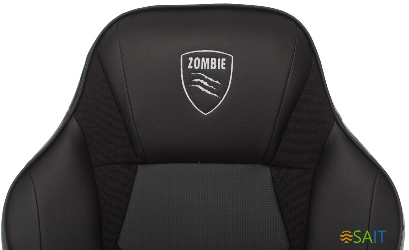 Кресло игровое Zombie Game 17 черный эко.кожа/ткань крестов. пластик