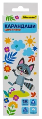 Карандаши цв. Silwerhof Веселые друзья 2.65мм трехгран. дерево ассорти 18цв. коробка/европод.