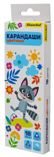 Карандаши цв. Silwerhof Веселые друзья 2.65мм трехгран. дерево ассорти 18цв. коробка/европод.