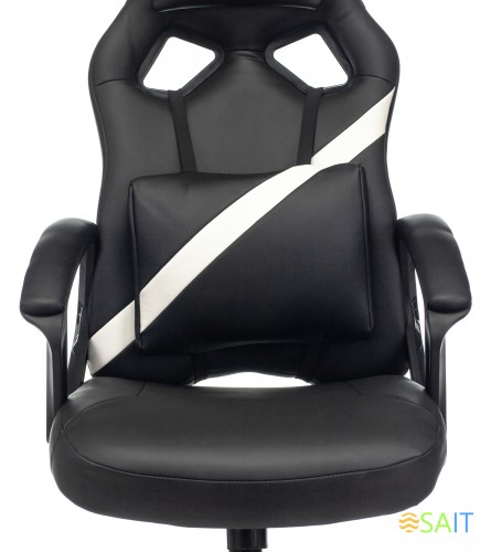 Кресло игровое Zombie DRIVER черный/белый эко.кожа с подголов. крестов. пластик