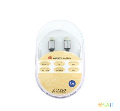 Кабель аудио-видео LAZSO WH-111-B HDMI (m)/HDMI (m) 3м. позолоч.конт. черный (WH-111(3M)-B)