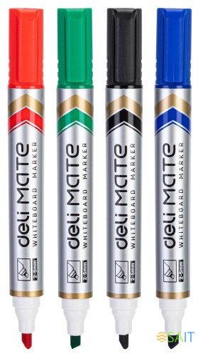 Набор маркеров для досок Deli EU00403 Mate скошенный пиш. наконечник 2-5мм 4цв. ассорти