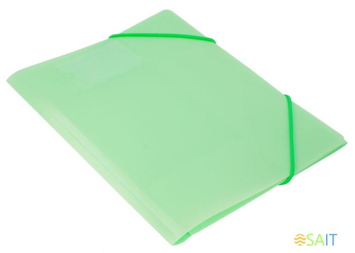 Папка на резинке Бюрократ Gems GEMPR05GRN A4 пластик кор.30мм 0.5мм зеленый турмалин карман для визитки