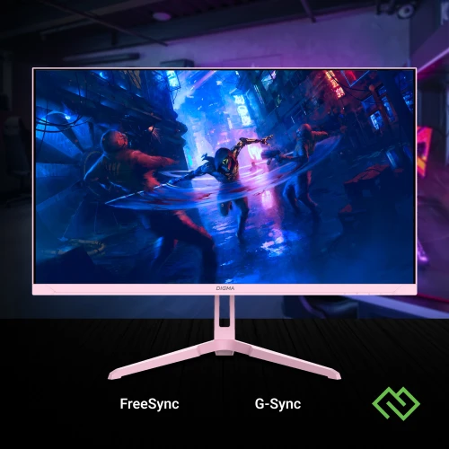 Монитор Digma 23.8" Overdrive 24P410F розовый IPS LED 2ms 16:9 HDMI матовая 300cd 178гр/178гр 1920x1080 200Hz G-Sync FreeSync DP FHD USB 3.7кг