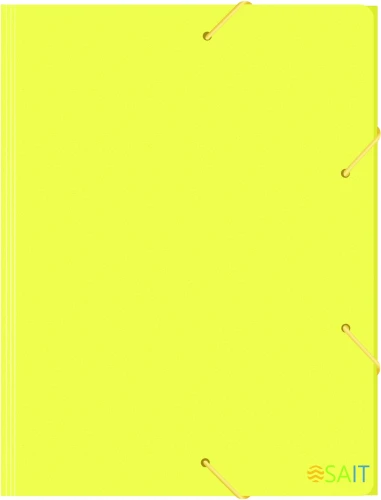 Папка на резинке Бюрократ Double Neon DNE510YEL A4 пластик кор.30мм 0.5мм желтый